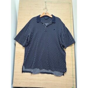Polo Golf Ralph Lauren Mens Size L Navy Diamond‎ Print Pima Cotton Polo Shirt
